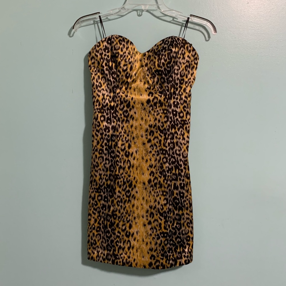 Guess Leopard Print Form Fitted Dress